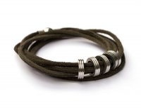 Leather bracelet with large Stainless steel rings