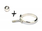 Sterling silver changeable ring including ball top, adjustable in size